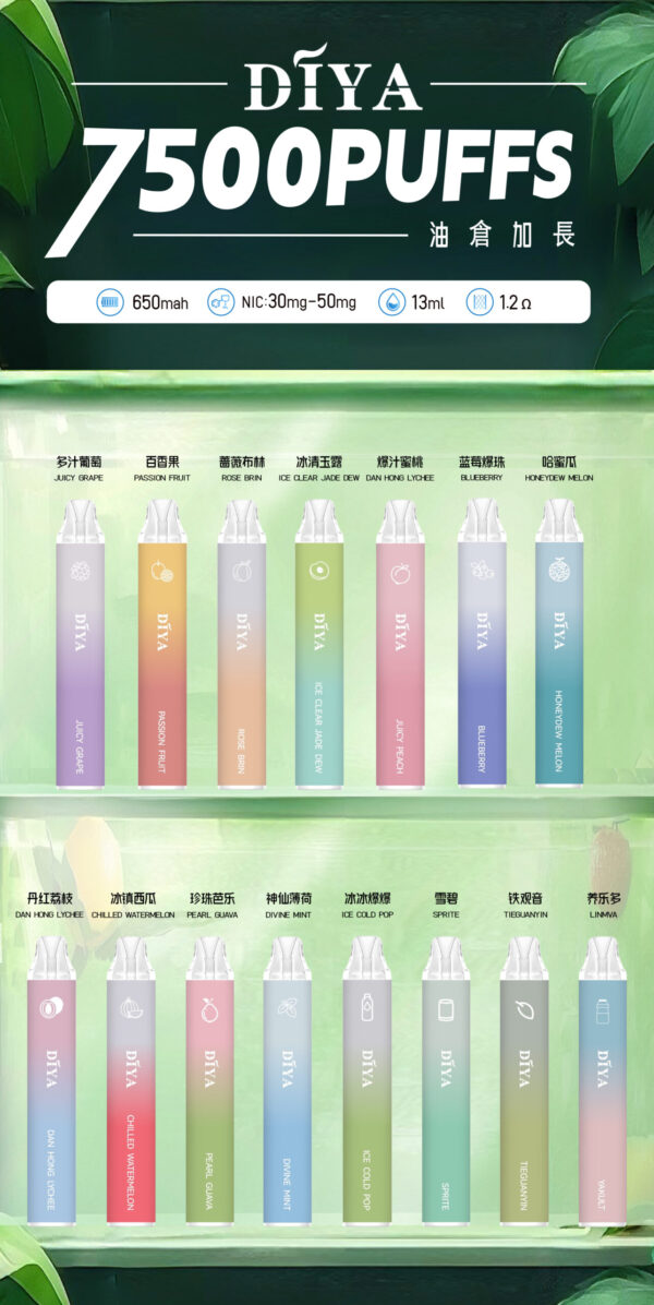 6月新品💥叮啞 DIYA 7500口抛棄式❤️CP值超高❤️口感超讚